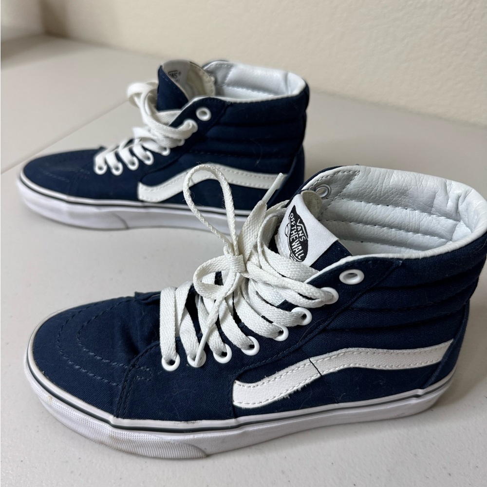 Vans High-Top Old Skool Sneakers - Navy and White